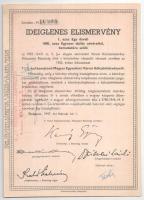 Budapest 1947. "Ideiglenes Elismervény - 7 1/2%-kal kamatozó Magyar Egyesített Városi Kölcsönkö...