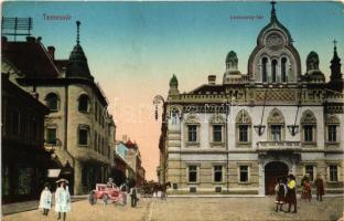 Temesvár, Timisoara; Losonczy tér, Deutsch Testvérek üzlete, Szerb ortodox püspöki palota, autós montázs / square, shop, Serbian Orthodox bishop's palace, automobile montage (kopott sarkak / worn corners)