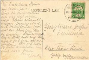 1907 Érsekújvár, Nové Zámky; Muzsikus cigányok a pályaudvaron, vasútállomás. Klökner Péter kiadása /...