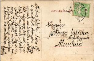 1912 Kassa, Kosice; Kossuth Lajos utca éjjel, villamos, Otthon szálloda és kávéház, Szántay József ü...