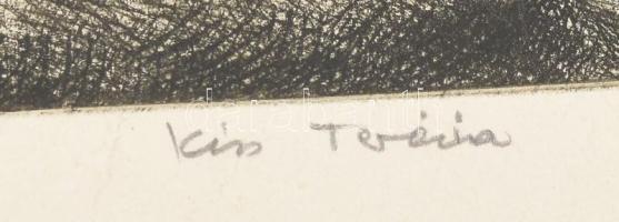 Kiss Terézia (1928-2016): Ciklámen. Rézkarc, papír, jelzett, kartonra kasírozva, lap széle kissé fol...