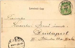 1908 Nagyszeben, Hermannstadt, Sibiu; Rathhaushof / Városház udvara. Carl F. Jickeli kiadása / court...