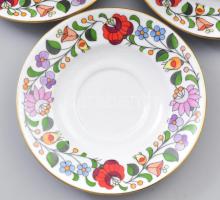 Kalocsai porcelán hat személyes mokkás készlet. Kézzel festett, jelzett, hibátlan díszdobozban