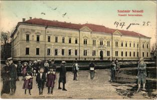 1907 Szatmárnémeti, Satu Mare; Vasúti internátus. Reizer János kiadása, montázs / boaridng school of the Railways. montage (EK)