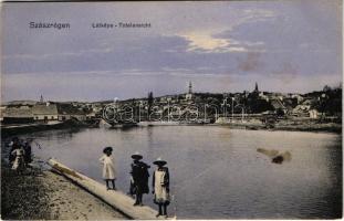 1911 Szászrégen, Reghin; látkép, híd. Bischitz Jg. kiadása / totalansicht / general view, bridge (szakadt / tear)
