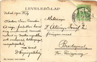 1914 Kraszna, Crasna (Szilágy megye); Fő tér, Széchenyi kávéház, Korbuly Antal üzlete és saját kiadá...