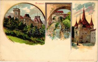 Brassó, Kronstadt, Brasov; Lövölde, Katalin kapu, Árokmente / shooting hall, gate, Graft. Kosmos S VII.. litho s: Geiger R. (gyűrődés / crease)