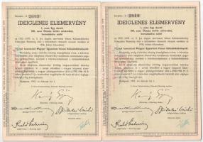 Budapest 1947. "Ideiglenes Elismervény - 7 1/2%-kal kamatozó Magyar Egyesített Városi Kölcsönkö...