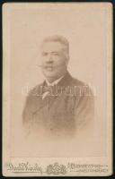 cca 1880 Bajszos úr portréja, keményhátú fotó Divald Károly budapesti műterméből, vizitkártya, 10,5x...