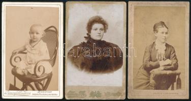 cca 1890-1900 3 db keményhátú vizitkártya: Hölgyportré, Wilhelm Liederhoffer budapesti műterméből + ...