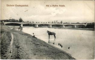1911 Érsekújvár, Nové Zámky; Híd a Nyitra folyón. Adler József kiadása / bridge on Nitra river (EB)