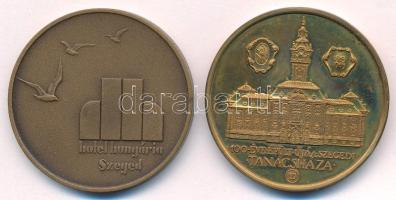 Lapis András (1942-) 1983. "100 éve épült újjá a szegedi Tanácsháza / A régi városháza" bronz emlékérem (42,5mm) + DN "Hotel Hungária Szeged" bronz emlékérem (42,5mm) T:UNC, AU (PP) patina, ujjlenyomat