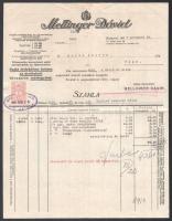 1937 Bp., Mellinger Dávid Fűszer, Gyarmatáru stb. Nagykereskedésének fejléces számlája