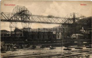 1914 Resicabánya, Resicza, Recita, Resita; Bakdaru a vasgyárban. Weisz Adolf kiadása / crane at the iron factory, ironworks (EB)