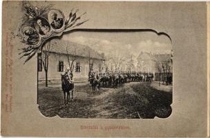 1901 Budapest, Kivonulás a gyakorlótérre, József főherceg, Br. Fejérváry Géza, Gromon Dezső. Ellinger Ede 6. sz. Art Nouveau