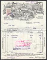 1936 Bp., Egyesült Magyar Malomipari Részvénytársaság fejléces számla, rajta a malmok képével
