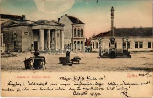 1903 Nyitra, Nitra; Kossuth tér, Nemzeti színház, piac / square, market, theatre