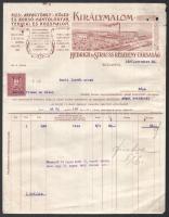 1927 Bp., Királymalom Hedrich és Strauss Részvénytársaság fejléces számla, rajta a gyár látképével