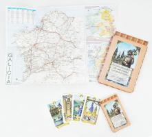 Spanyol tarot kártya, 24 lapos, turisztikai térképpel, eredeti, kissé viseltes dobozban