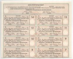 Szombathely 1938. "Szombathelyi Takarékpénztár Részvénytársaság" részvénye 50P-ről, szelvé...