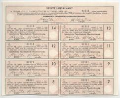 Szombathely 1938. "Szombathelyi Takarékpénztár Részvénytársaság" részvénye 50P-ről, szelvé...