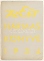 1934 Az Est hármaskönyve. Ajándékozási sorokkal Haraszty István "Édeskének" (1934-2022), Kossuth-díjas szobrász, festőművész részére. Bp., Est Lapkiadó. Rengeteg képpel és reklámmal illusztrált. 479 p. Kiadói papírkötésben, gerincen apró sérüléssel.