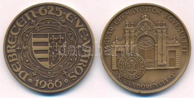 Képíró Zoltán (1944-1981) 1980. "MÉE X. Vándorgyűlése - Keszthely / Goldmark Károly" bronz emlékérem (42,5mm) + Tóth Sándor (1933-2019) 1986. "Debrecen 625 éve város - Nagy Lajos" bronz emlékérem (42,5mm) T:UNC kis patina