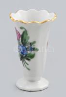 Herend virágmintás fogpiszkálótartó, kézzel festett, másodosztályú jelzéssel, hibátlan, m: 6,5 cm