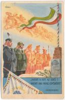 "Mert a hit az erő! Mert aki hisz, győzött" (Hiszekegy) Kiadja az Ereklyés Országzászló Nagybizottsága / Hungarian irredenta propaganda, Hungarian flag, Trianon s: Lamoss + So. Stpl (Rb)