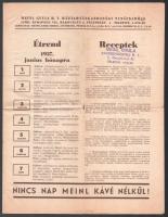 1937 Meinl Gyula Rt. Háztartásgazdasági Tanácsadója, étrend 1937. június hónapra, receptekkel