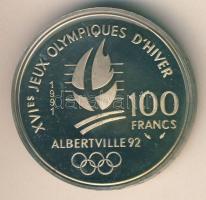 Franciaország 1991. 100Fr Ag "Téli olimpia-jégkorong" T:PP