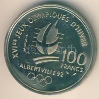 Franciaország 1991. 100Fr Ag "Téli olimpia-síugrás" T:exPP