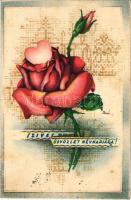 Szíves üdvözlet névnapjára! / Name Day greeting art postcard, Hungarian folklore s: Bozó (Rb)