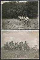1955 Kecel, katonák a terepen, 2 db fotó, a hátoldalon feliratozva, 12x9 cm