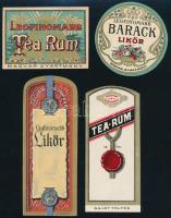 4 db régi, dekoratív magyar italcímke