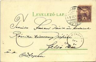 ~1901 Balatonboglár, Üdvözlet Boglárról, Balatonfürdő - humoros litho (EB)