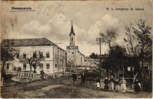 1919 Dunaújváros, Dunapentele, Sztálinváros; Római katolikus templom és iskola. Özv. Hauser Ferencné kiadása (fl)