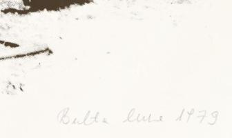 Bukta Imre (1952-): Mezőgazdasági gép háziasítása, 1979. Szitanyomat, papír, jelzett. 35×49 cm. Laps...