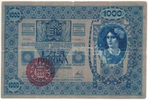 1902. 1000K piros "MAGYARORSZÁG" felülbélyegzéssel T:F,VG folt, apró szakadások a hajtás mentén, kis anyaghiány Adamo SK35B