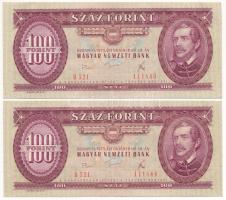 1975. 100Ft (2x, sorszámkövető) T:VF szép papír, nyomdai papírránc