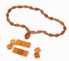 Borostyán szett: nyaklánc 60 cm + karkötő 20 cm 40 g