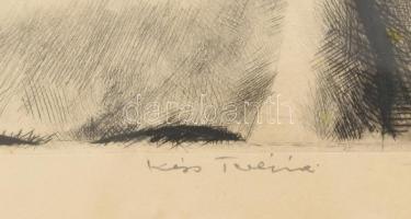 Kiss Terézia (1928-2016): Őszirózsa. Rézkarc, papír, jelzett, üvegezett fakeretben, lap széle kissé ...