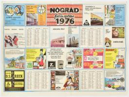 1976 Nógrád falinaptára, reklámokkal, hajtva, minimális sérülésekkel, foltokkal, 60x44 cm