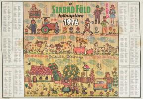1976 A Szabad Föld falinaptára, reklámokkal, hajtva, foltokkal, 58,5x41,5 cm