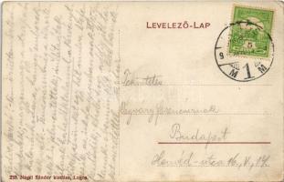 1915 Lugos, Lugoj; Széchenyi utca, Üvegudvar, Singer varrógép és Hecker János üzlete. Nagel Sándor k...