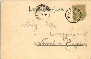 1905 Buziás, gyógyterem kertje. Montázs fürdő vendégekkel / spa garden. Montage with spa guests