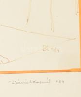 Dániel Kornél Miklós (1923-2002): Női akt, 1984. Tus, papír, jelzett, üvegezett fakeretben, 30×21 cm