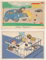 15 db MODERN magyar retro grafikai képeslap vegyes minőségben. Képzőművészeti Alap / 15 modern Hungarian retro graphic postcards in mixed quality