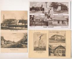 Tápióbicske, állami elemi népiskola, Honvéd emlékszobor, Dr. Halász villa, Napközi otthon, földmívesszövetkezet üzlete, - 3 db régi képeslap
