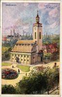 1930 Diósgyőr (Miskolc), Vasgyári református templom és paplak